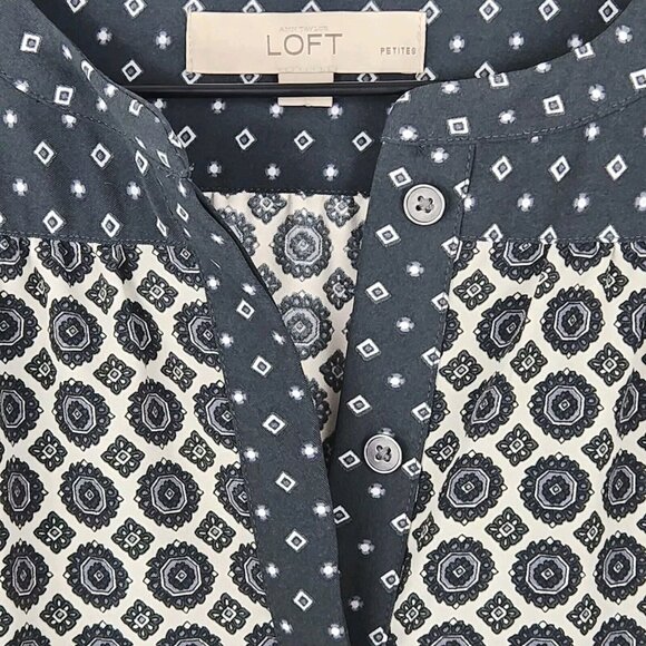 Ann Taylor Loft Shirt Dress SP Small Petite Batik Medallion Print Lagenlook Boho - Picture 3 of 11